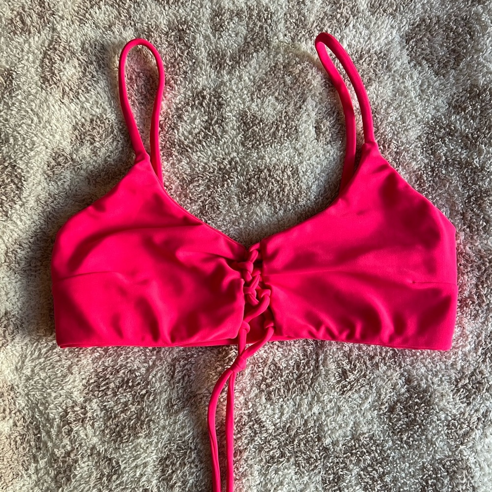 San Lorenzo | Neon Pink Lace-Up Tie Top | Size Large | NWOT